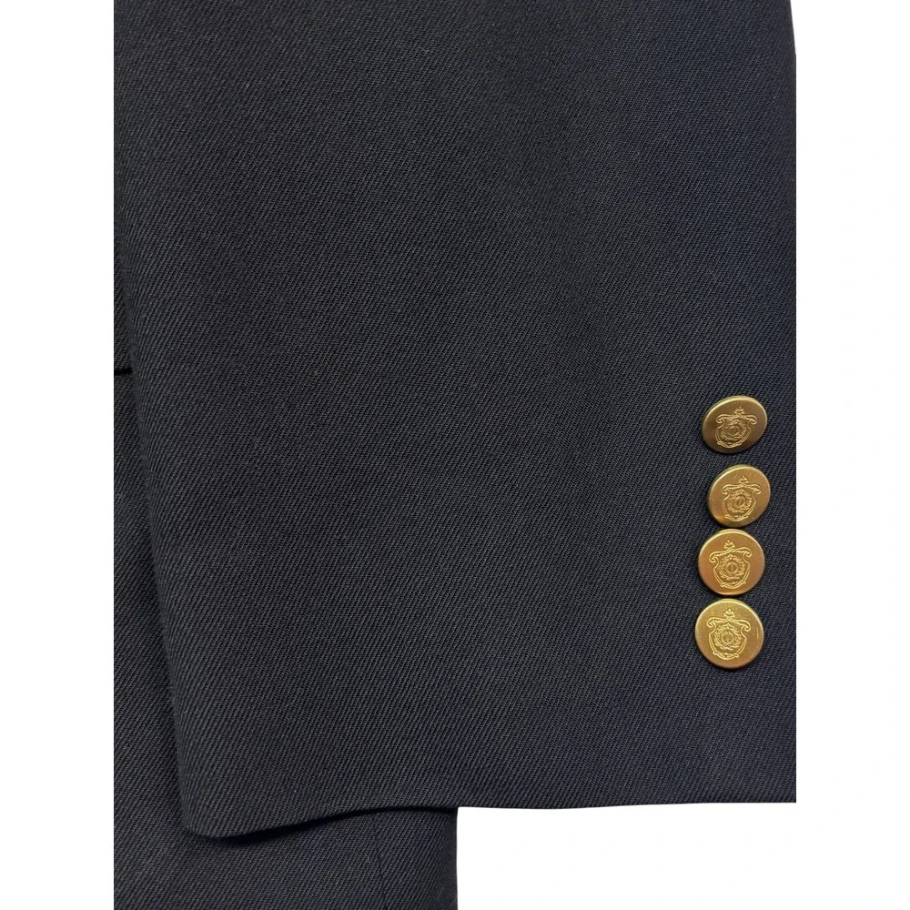 vtg Christian Dior 38R Black Gold Buttons Blazer Jacket Sport Coat Wool USA Made